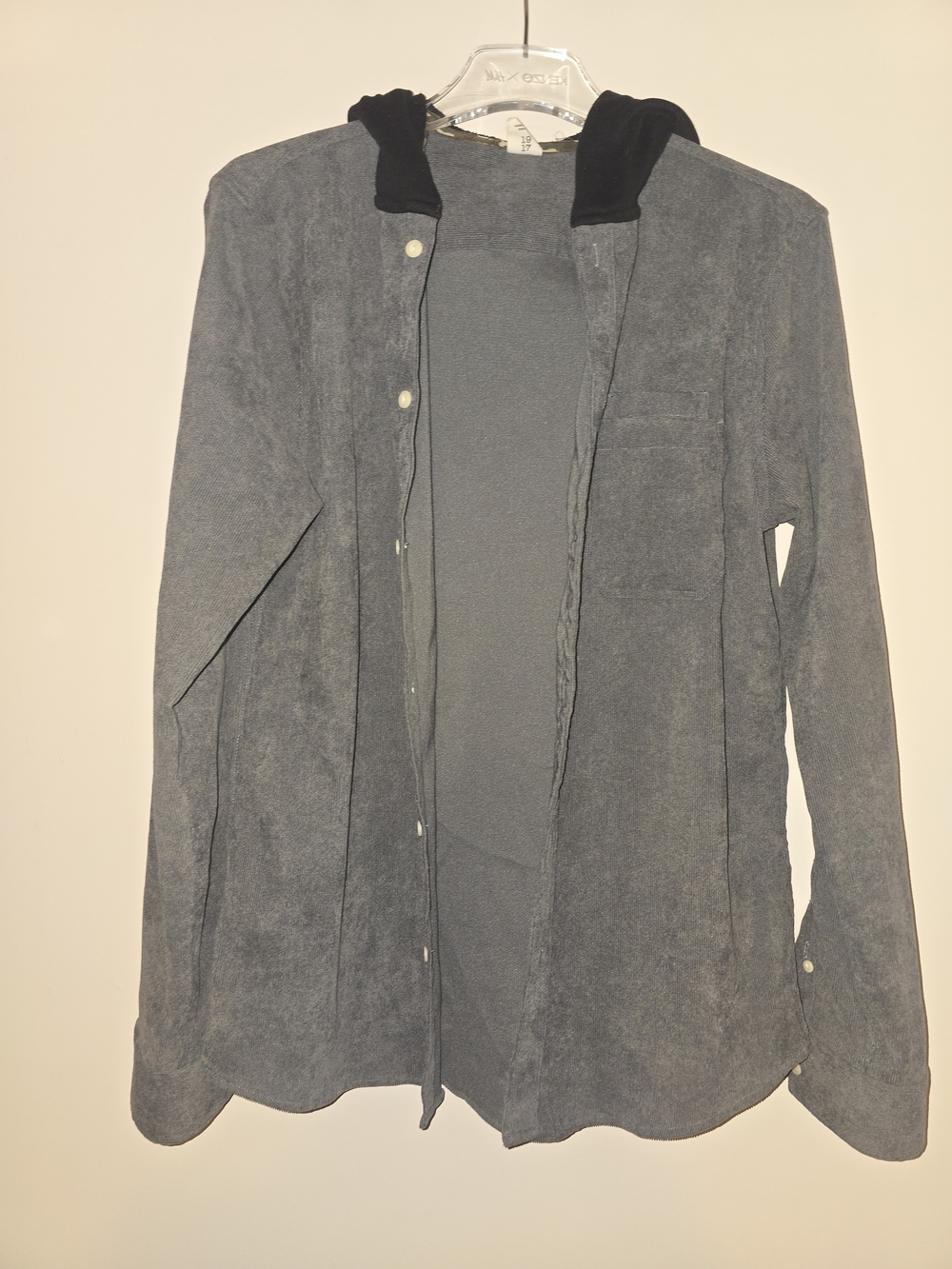 Sovereign Code Men's Lightweight Gray Shirt Jacket with Black Hood